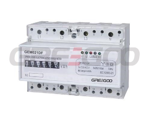 GEM021DF 3 phase 4 wire electronic DIN rail active energy meter