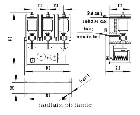 EVC7-7.2/12-160/250/400/630 3 pole vacuum contactor