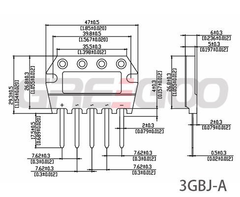 3GBJ series three phase bridge rectifier