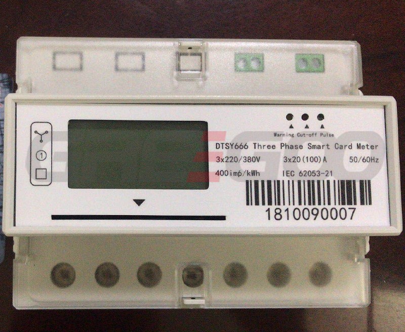 DTSY666 3 Phase 4 Wire Prepaid DIN Rail Meter