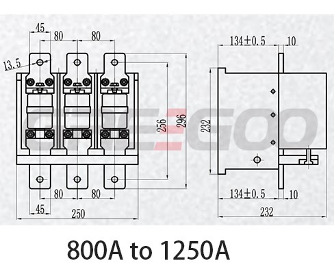 GVC9-1400A/1000V vacuum contactor for wind and solar power inverter controlled system