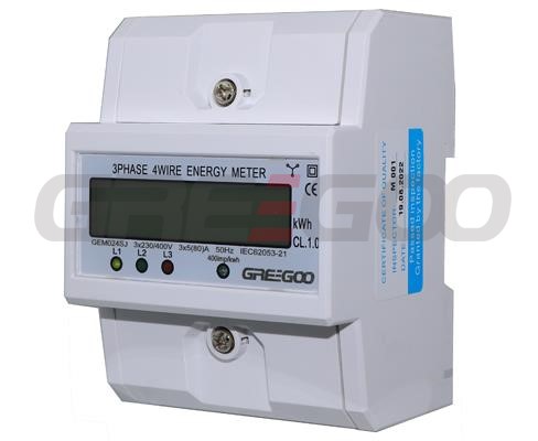 3 phase 4 wire modular DIN rail kwh energy meters