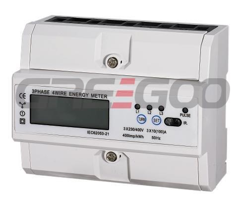 3 Phase DIN-RAIL 7P Modbus Electric Power Meter LCD Digital Energy Meter RS485