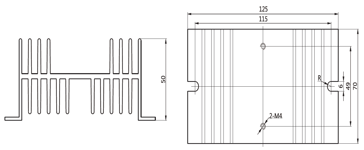 HS-101 heatsink dimensions