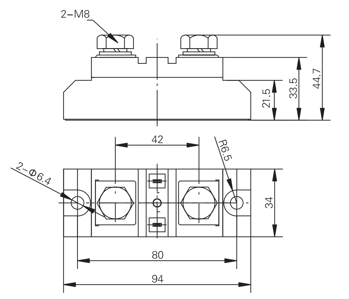 dimension of 200A to 500a ssr relay 200a to 500a single phase high power ssr dimension diagram