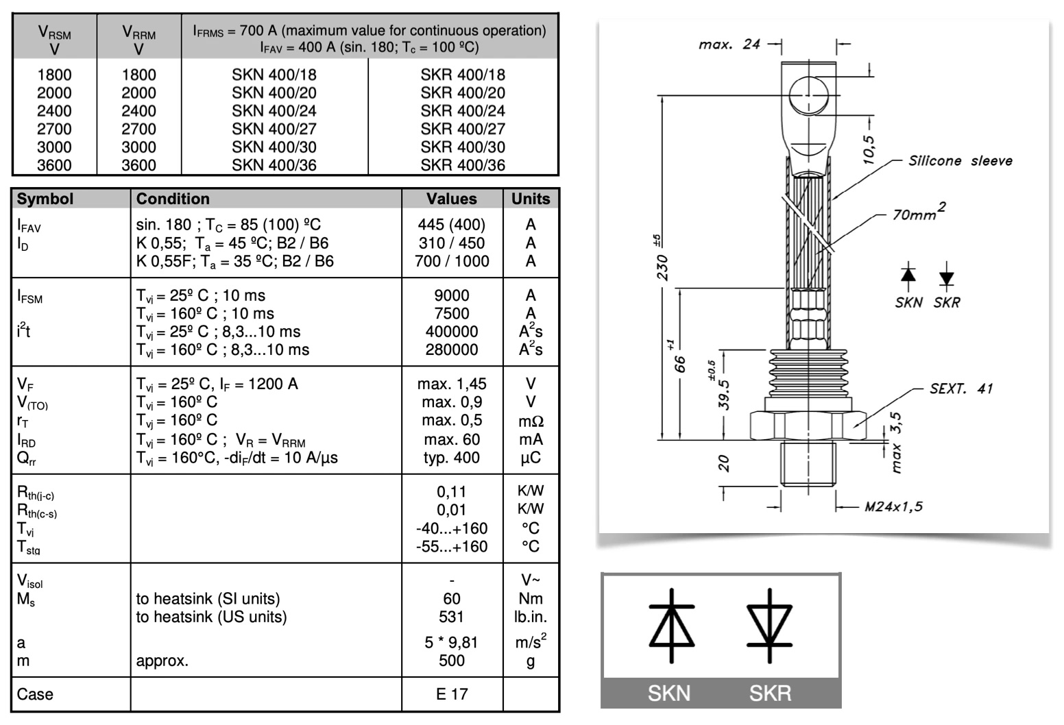 stud diode skn400 skr400