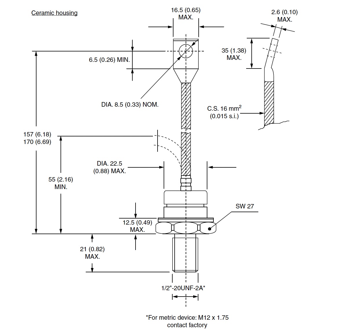 DO-30 Casing SD200N/R stud diode