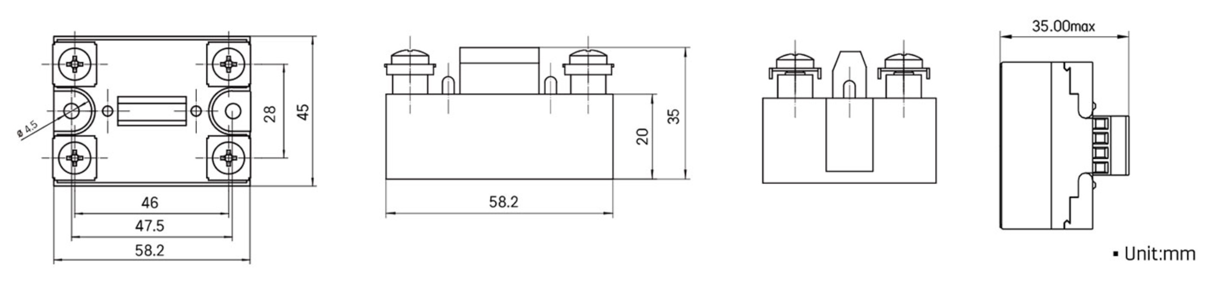 GAM 25A to 75A 2 channel output ssr