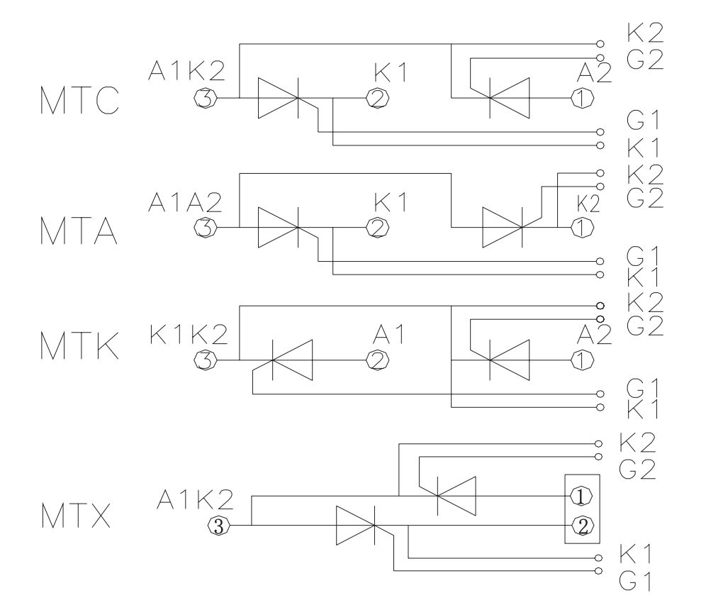 circuit of dual thyristor module